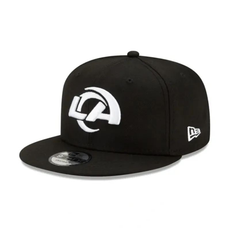 New Los Angeles Rams Basic Black amp White 9FIFTY Snapback - KTGCaps - Baseball caps for various teams, purchased online at a discount