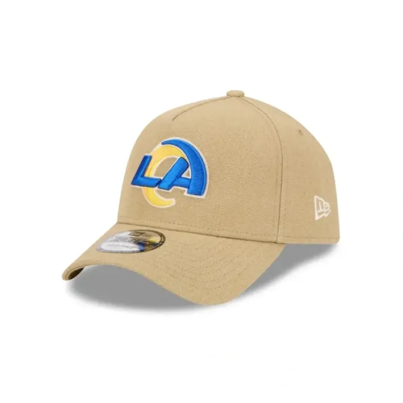 Discount Los Angeles Rams Logo Essentials Khaki 9FORTY AFrame Snapback Hat - KTGCaps - Baseball caps for various teams, purchased online at a discount