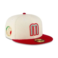 Hot Mexico Baseball Chrome Red Corduroy 59FIFTY Fitted Hat - KTGCaps - Baseball caps for various teams, purchased online at a discount