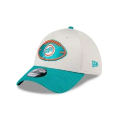 Discount Miami Dolphins 2024 Historic Sideline 39THIRTY Stretch Fit Hat - KTGCaps - Baseball caps for various teams, purchased online at a discount