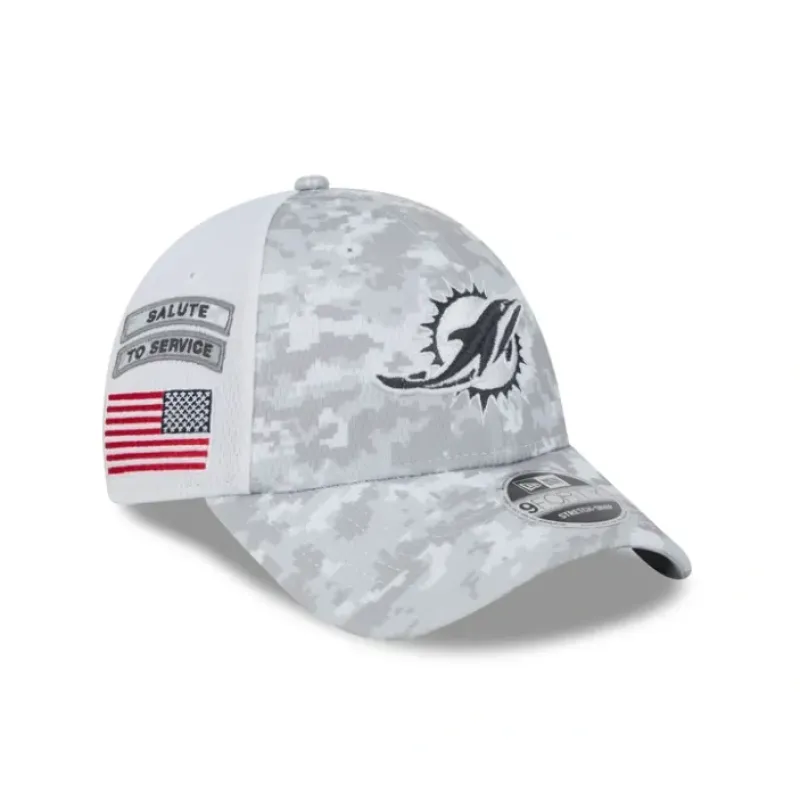 Flash Sale Miami Dolphins 2024 Salute to Service 9FORTY StretchSnap Hat - KTGCaps - Baseball caps for various teams, purchased online at a discount