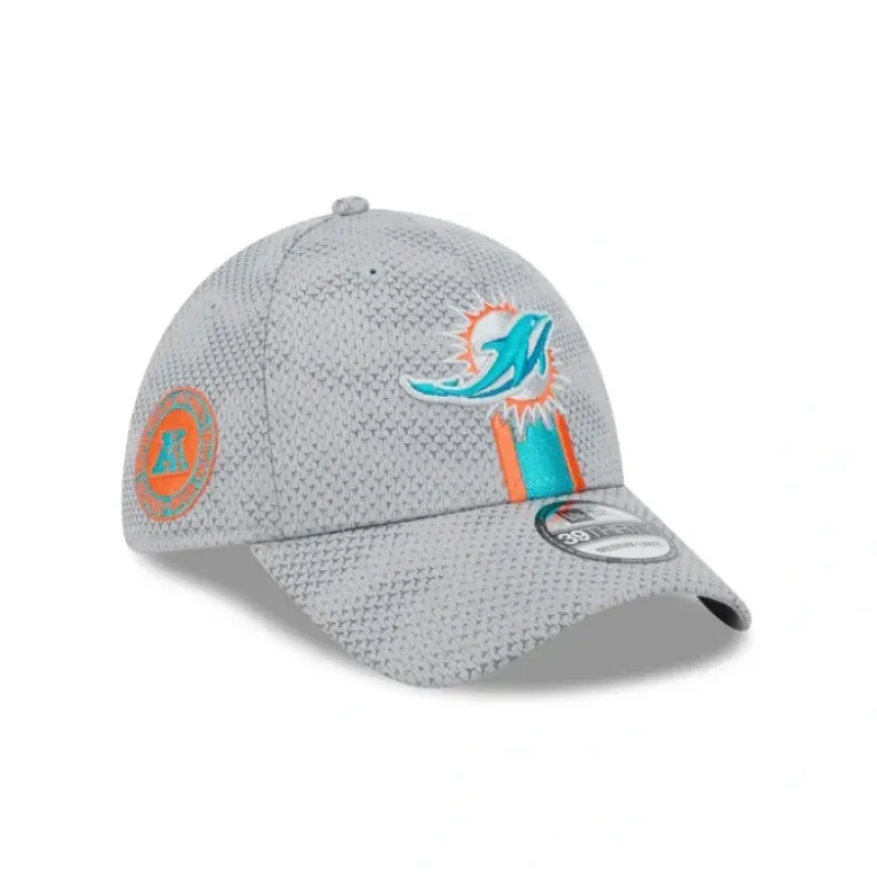 Hot Miami Dolphins 2024 Sideline Gray 39THIRTY Stretch Fit Hat - KTGCaps - Baseball caps for various teams, purchased online at a discount