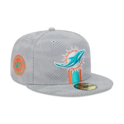 New Miami Dolphins 2024 Sideline Gray 59FIFTY Fitted Hat - KTGCaps - Baseball caps for various teams, purchased online at a discount
