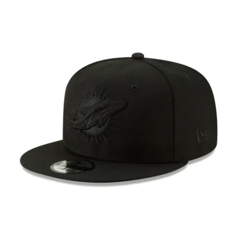 Hot Miami Dolphins Basic Black On Black 9FIFTY Snapback Hat - KTGCaps - Baseball caps for various teams, purchased online at a discount