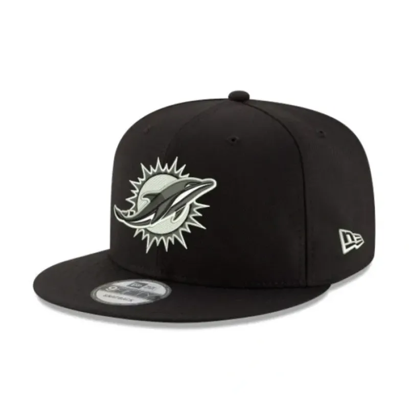 New Miami Dolphins Black and White 9FIFTY Snapback Hat - KTGCaps - Baseball caps for various teams, purchased online at a discount