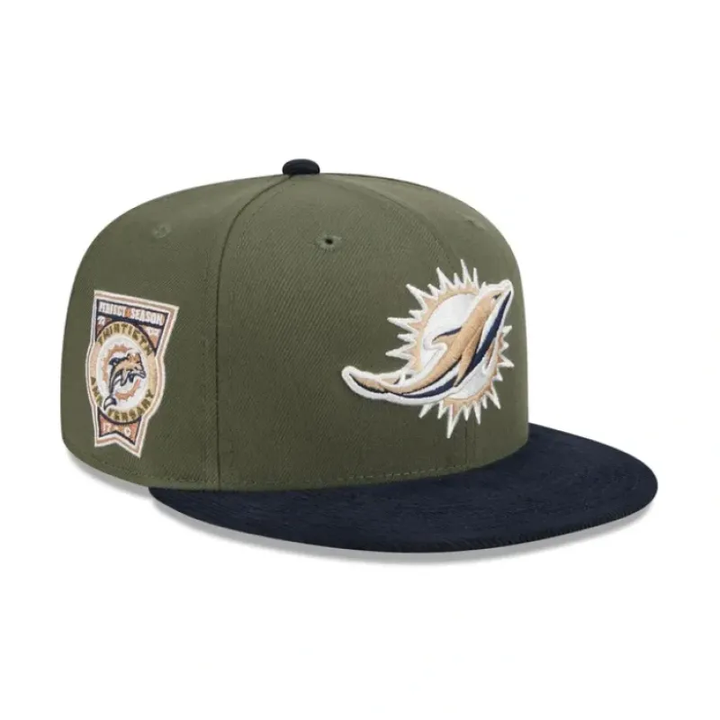 Store Miami Dolphins Olive Green 59FIFTY Fitted Hat - KTGCaps - Baseball caps for various teams, purchased online at a discount