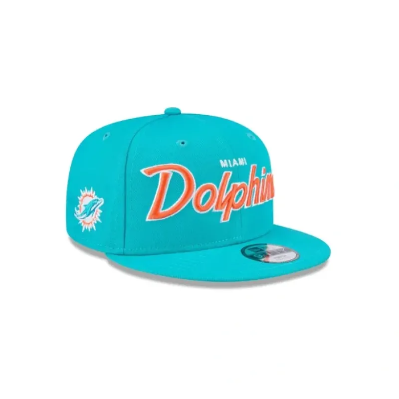 Discount Miami Dolphins Script Kids 9FIFTY Snapback Hat - KTGCaps - Baseball caps for various teams, purchased online at a discount