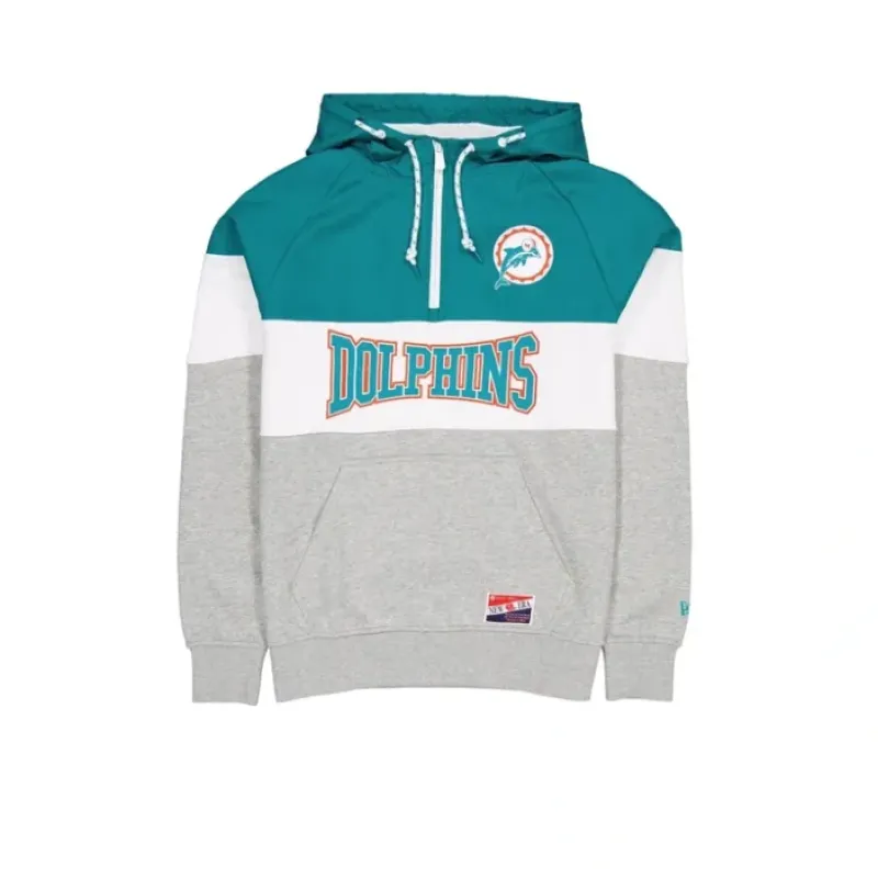 Clearance Miami Dolphins Throwback Color Block Hoodie - KTGCaps - Baseball caps for various teams, purchased online at a discount