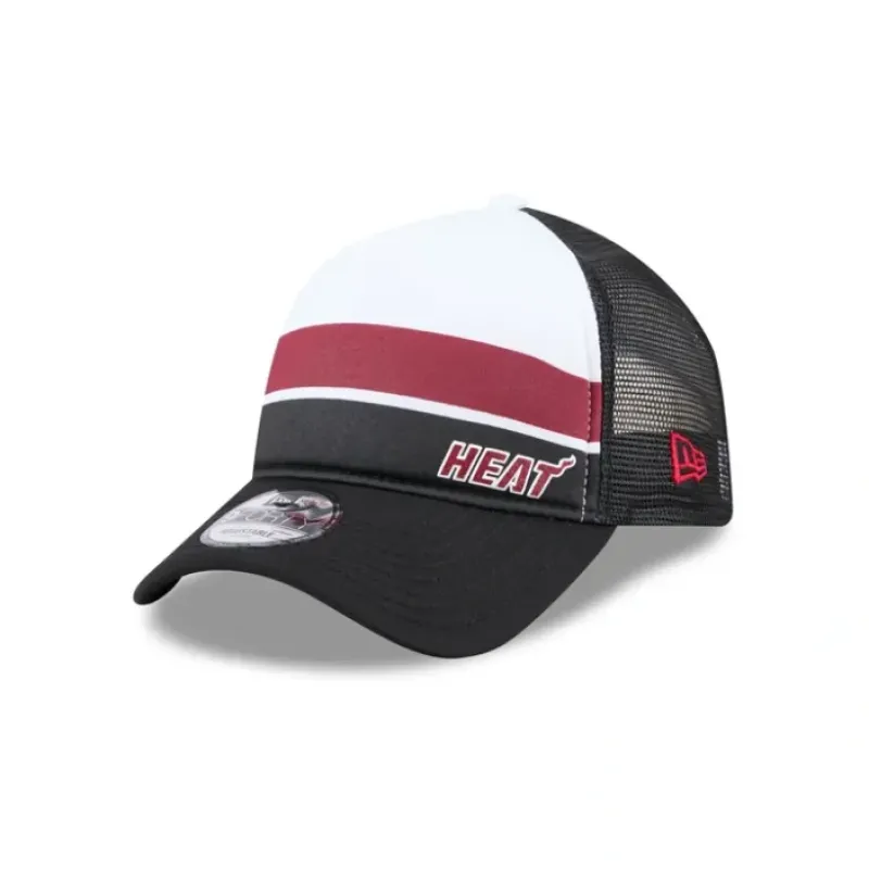 Shop Miami Heat Color Block 9FORTY AFrame Trucker Snapback Hat - KTGCaps - Baseball caps for various teams, purchased online at a discount