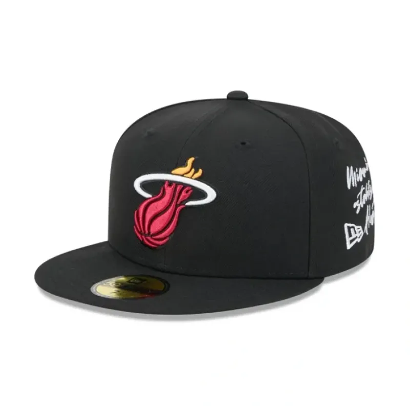Fashion Miami Heat Team Verbiage 59FIFTY Fitted Hat - KTGCaps - Baseball caps for various teams, purchased online at a discount