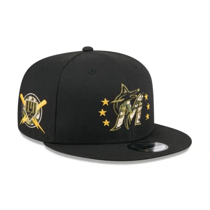Store Miami Marlins Armed Forces Day 2024 9FIFTY Snapback Hat - KTGCaps - Baseball caps for various teams, purchased online at a discount