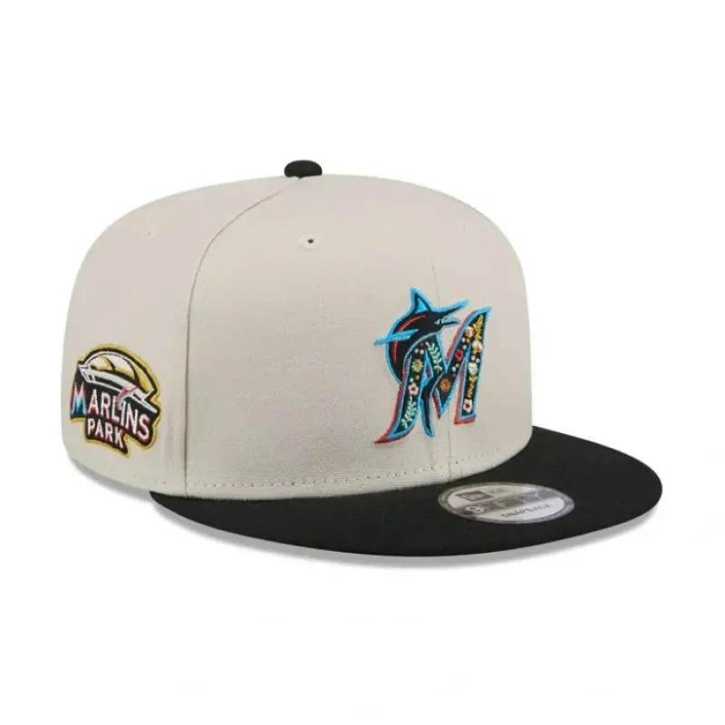 Flash Sale Miami Marlins Floral Fill 9FIFTY Snapback Hat - KTGCaps - Baseball caps for various teams, purchased online at a discount