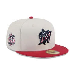 Discount Miami Marlins Independence Day 2024 59FIFTY Fitted Hat - KTGCaps - Baseball caps for various teams, purchased online at a discount
