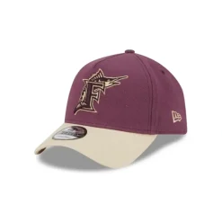 Outlet Miami Marlins Moleskin Crown Maroon 9FORTY AFrame Snapback Hat - KTGCaps - Baseball caps for various teams, purchased online at a discount