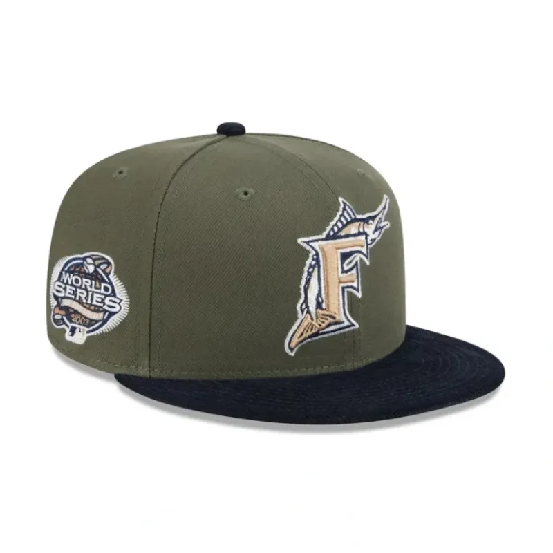 Cheap Miami Marlins Olive Green 59FIFTY Fitted Hat - KTGCaps - Baseball caps for various teams, purchased online at a discount