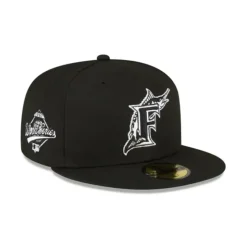 Outlet Miami Marlins Sidepatch Black 59FIFTY Fitted Hat - KTGCaps - Baseball caps for various teams, purchased online at a discount