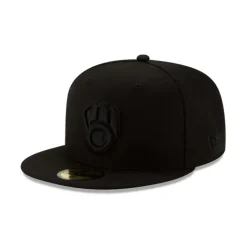 Online Milwaukee Brewers Black on Black 59FIFTY Fitted Hat - KTGCaps - Baseball caps for various teams, purchased online at a discount