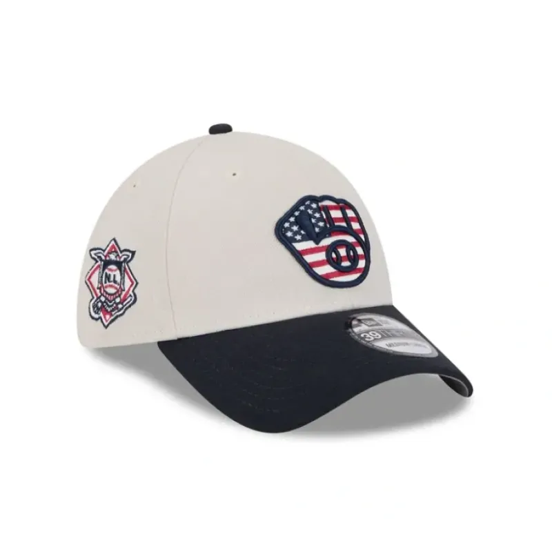 Fashion Milwaukee Brewers Independence Day 2024 39THIRTY Stretch Fit Hat - KTGCaps - Baseball caps for various teams, purchased online at a discount
