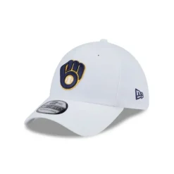 Fashion Milwaukee Brewers Optic White 39THIRTY Stretch Fit Hat - KTGCaps - Baseball caps for various teams, purchased online at a discount