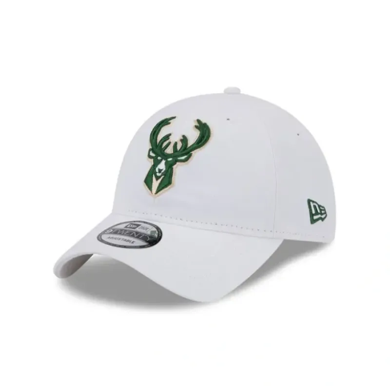 Flash Sale Milwaukee Bucks White 9TWENTY Adjustable Hat - KTGCaps - Baseball caps for various teams, purchased online at a discount