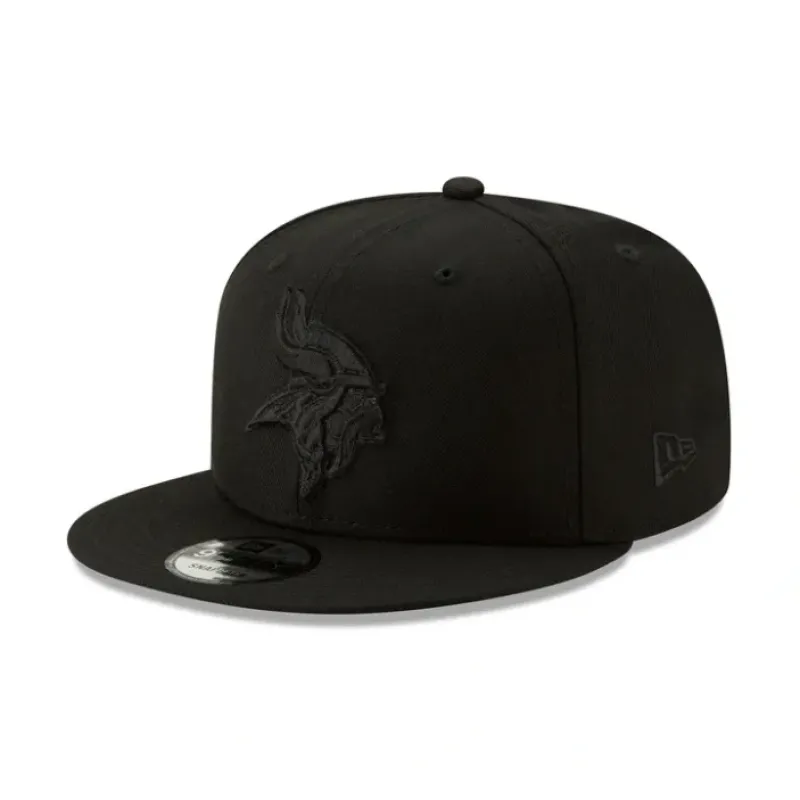 New Minnesota Vikings 2024 Basic Black on Black 9FIFTY Snapback Hat - KTGCaps - Baseball caps for various teams, purchased online at a discount