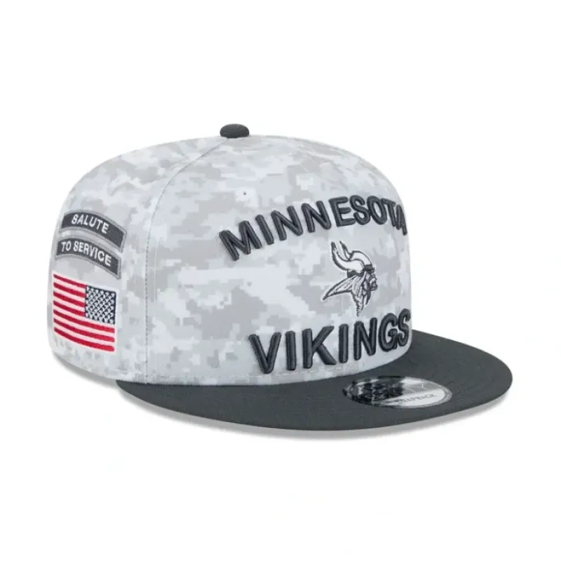 Fashion Minnesota Vikings 2024 Salute to Service 9FIFTY Snapback Hat - KTGCaps - Baseball caps for various teams, purchased online at a discount