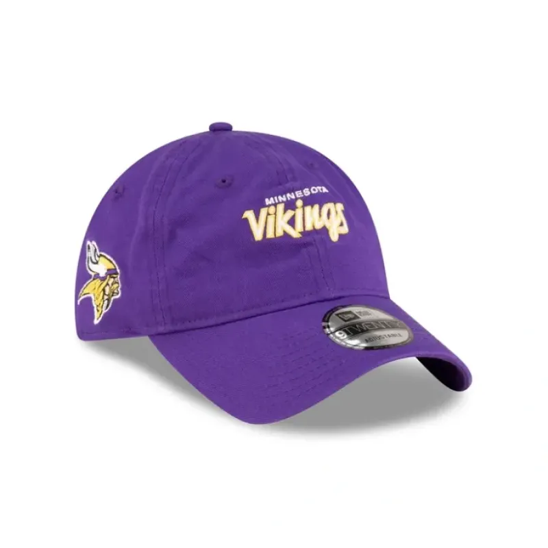 Online Minnesota Vikings Washed Script 9TWENTY Adjustable Hat - KTGCaps - Baseball caps for various teams, purchased online at a discount