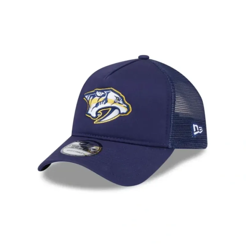 Discount Nashville Predators 9FORTY AFrame Trucker Hat - KTGCaps - Baseball caps for various teams, purchased online at a discount