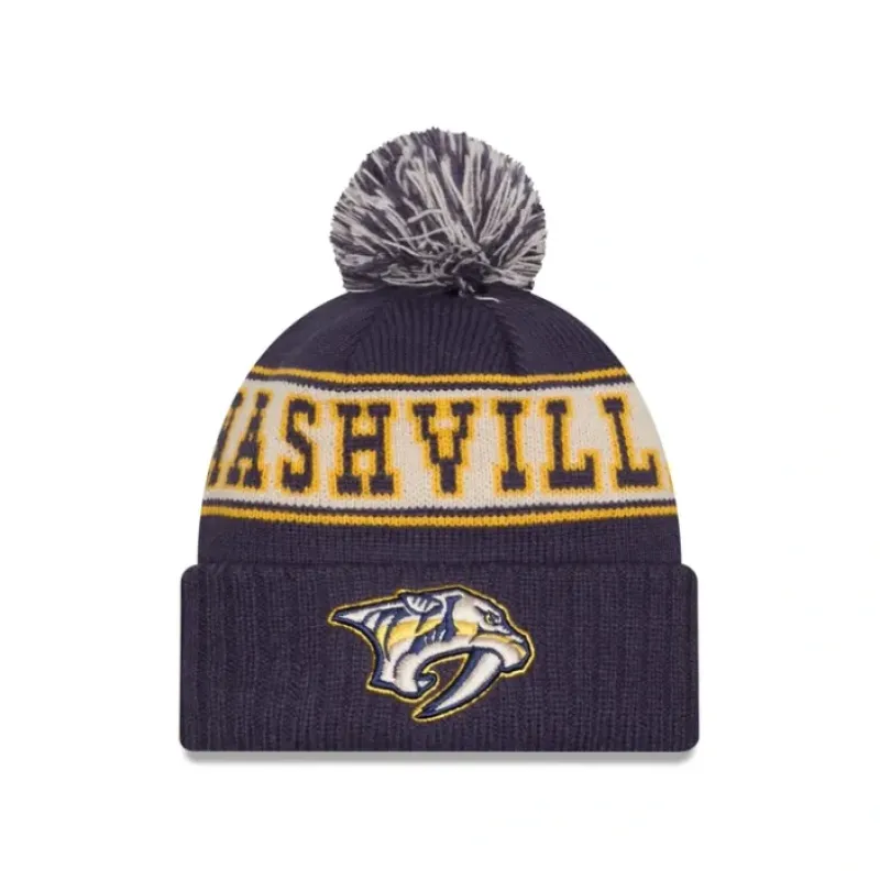Discount Nashville Predators Retro Pom Knit Hat - KTGCaps - Baseball caps for various teams, purchased online at a discount