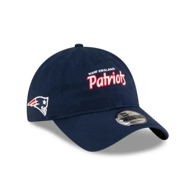 Flash Sale New England Patriots Washed Script 9TWENTY Adjustable Hat - KTGCaps - Baseball caps for various teams, purchased online at a discount