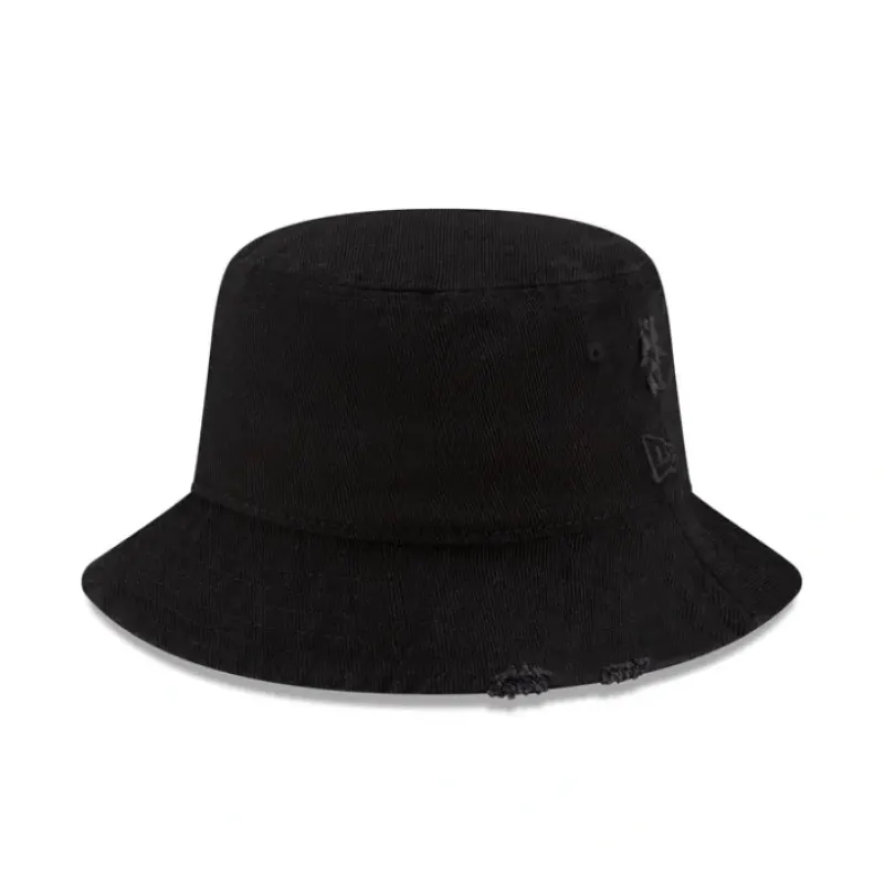 Hot New Era Cap Distressed Black Denim Bucket Hat - KTGCaps - Baseball caps for various teams, purchased online at a discount