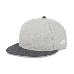 Fashion New Era Cap Heather Gray Melton Wool Retro Crown 59FIFTY Fitted Hat - KTGCaps - Baseball caps for various teams, purchased online at a discount