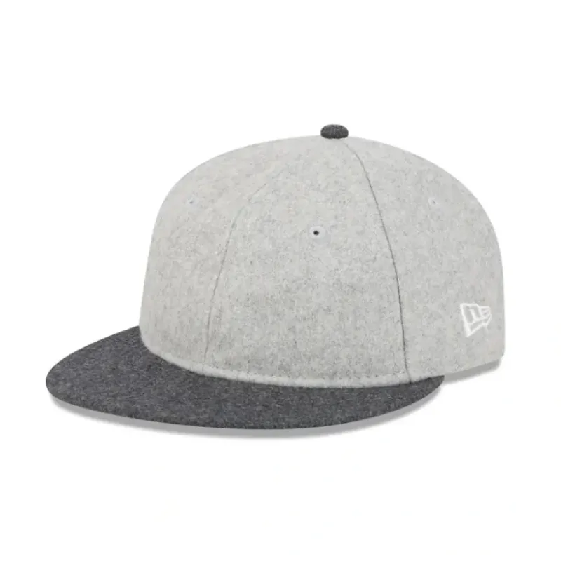Fashion New Era Cap Heather Gray Melton Wool Retro Crown 59FIFTY Fitted Hat - KTGCaps - Baseball caps for various teams, purchased online at a discount