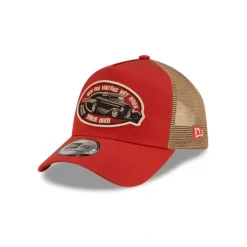 Clearance New Era Cap Red Hot Rod 9FORTY AFrame Trucker Hat - KTGCaps - Baseball caps for various teams, purchased online at a discount