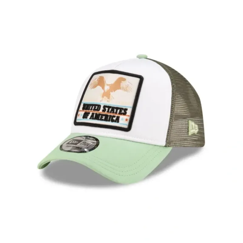 Hot New Era Green Eagle Patch 9FORTY AFrame Snapback Hat - KTGCaps - Baseball caps for various teams, purchased online at a discount