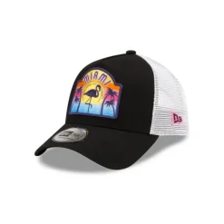 Flash Sale New Era Miami Black 9FORTY AFrame Snapback Hat - KTGCaps - Baseball caps for various teams, purchased online at a discount Caps