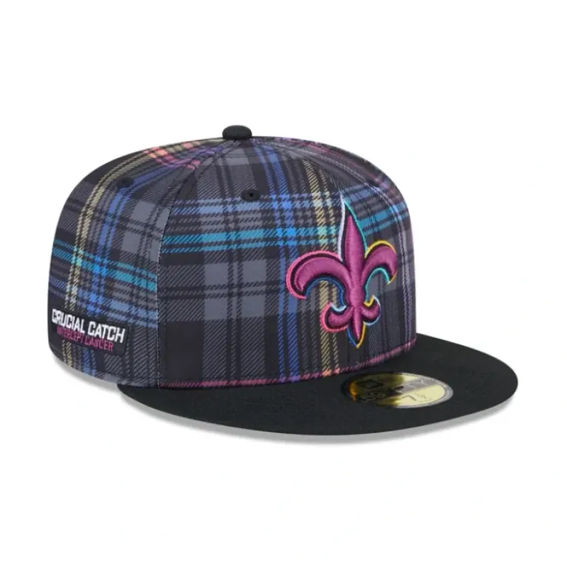 Clearance New Orleans Saints 2024 Crucial Catch 59FIFTY Fitted Hat - KTGCaps - Baseball caps for various teams, purchased online at a discount