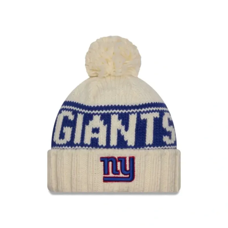 New New York Giants 2024 Cold Weather Chrome Pom Knit Hat - KTGCaps - Baseball caps for various teams, purchased online at a discount
