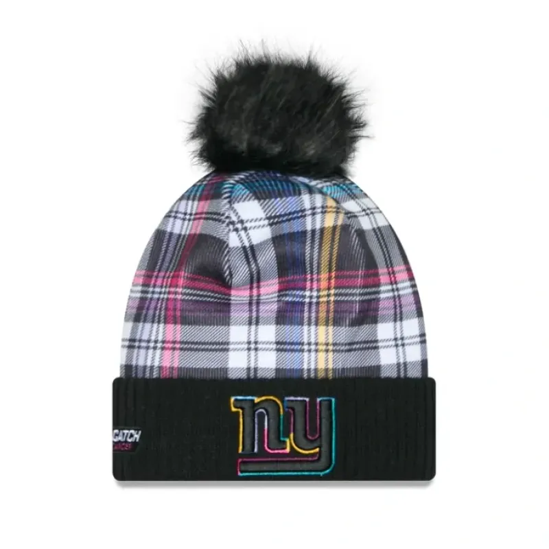 New New York Giants 2024 Crucial Catch Womens Pom Knit Hat - KTGCaps - Baseball caps for various teams, purchased online at a discount