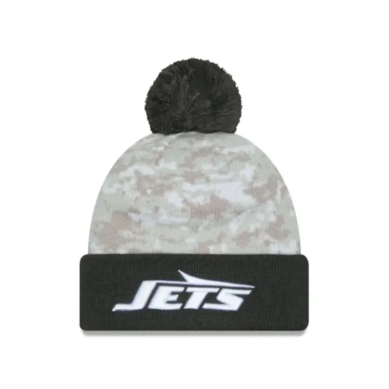 New New York Jets 2024 Salute to Service Pom Knit Hat - KTGCaps - Baseball caps for various teams, purchased online at a discount