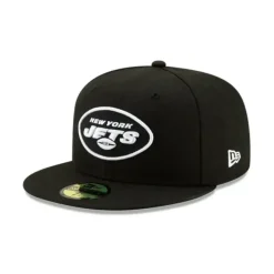 Sale New York Jets Black and White 59FIFTY Fitted Hat - KTGCaps - Baseball caps for various teams, purchased online at a discount