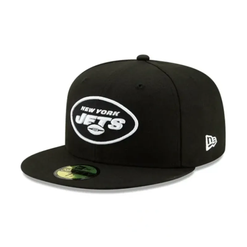 Sale New York Jets Black and White 59FIFTY Fitted Hat - KTGCaps - Baseball caps for various teams, purchased online at a discount