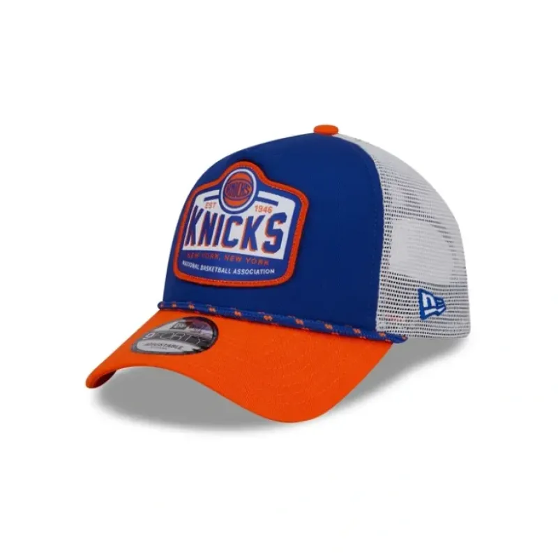 Fashion New York Knicks 2024 Rally Drive 9FORTY AFrame Trucker Hat - KTGCaps - Baseball caps for various teams, purchased online at a discount