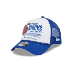 Flash Sale New York Knicks 2024 Rally Drive White 9FORTY AFrame Trucker Hat - KTGCaps - Baseball caps for various teams, purchased online at a discount