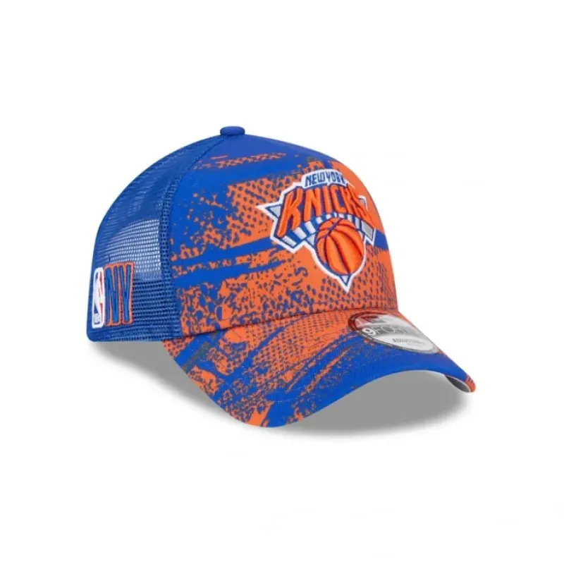 Best Sale New York Knicks 2024 TipOff 9FORTY AFrame Trucker Hat - KTGCaps - Baseball caps for various teams, purchased online at a discount