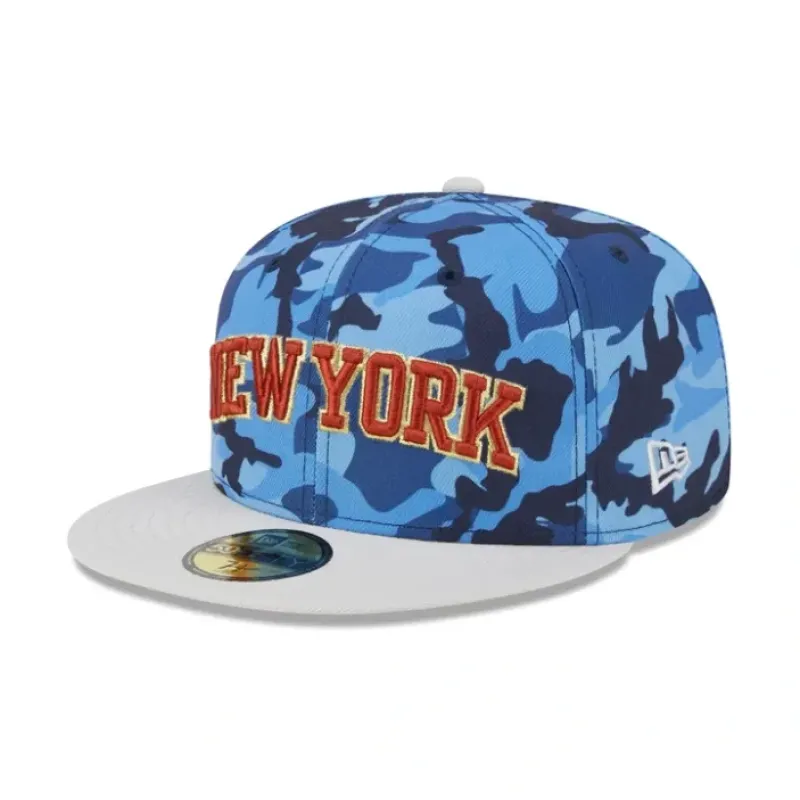Cheap New York Knicks Blue Camo 59FIFTY Fitted Hat - KTGCaps - Baseball caps for various teams, purchased online at a discount
