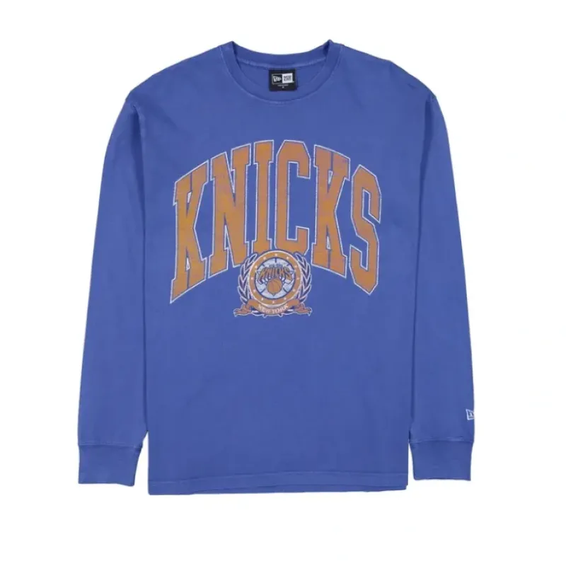 New New York Knicks Oversized Essentials Long Sleeve TShirt - KTGCaps - Baseball caps for various teams, purchased online at a discount