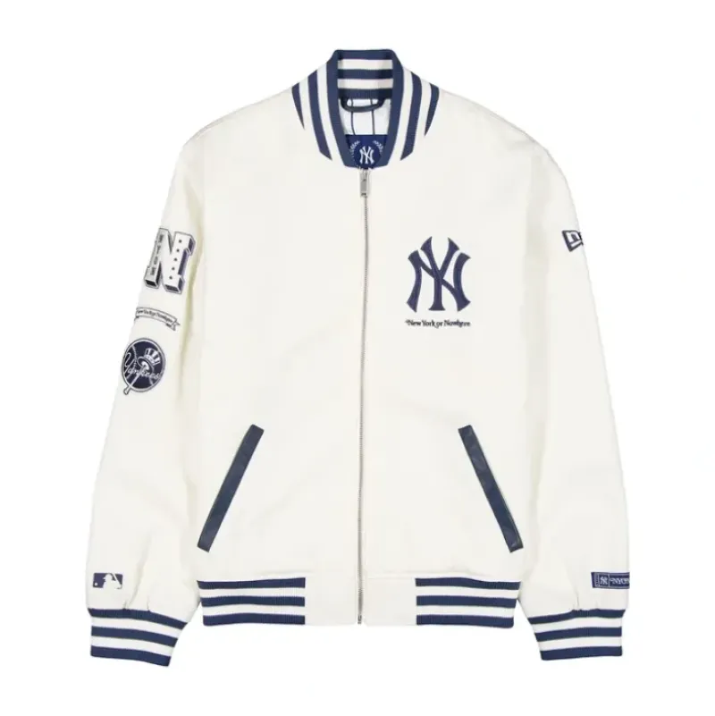 Best Sale New York or Nowhere x New York Yankees White Jacket - KTGCaps - Baseball caps for various teams, purchased online at a discount Caps