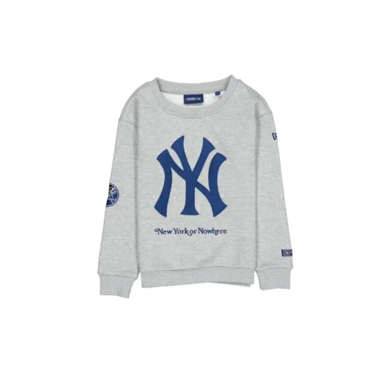 Shop New York or Nowhere x New York Yankees Gray Youth Crewneck - KTGCaps - Baseball caps for various teams, purchased online at a discount Caps